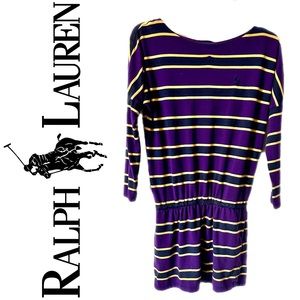 RALPH LAUREN Purple Striped Girls Dress